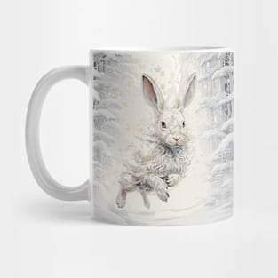 Rabbit wandering in Winter Wonderland Mug